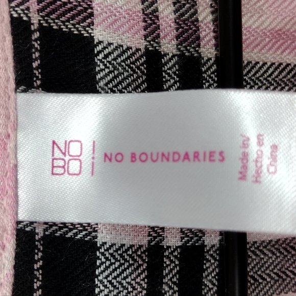 NWT No Boundaries Plaid Boho Top Women's L Pink Black Barbiecore Retro Romantic - Picture 8 of 11